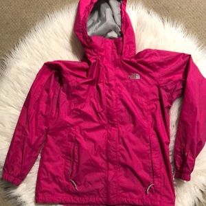 Hot pink north face rain jacket